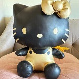 Hello Kitty 13” Black & Gold Kidrobot Target Haulathon Plush 2024 Pleather